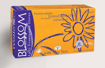 Латексные перчатки модели Blossom с Aloe Vera и витамином Е